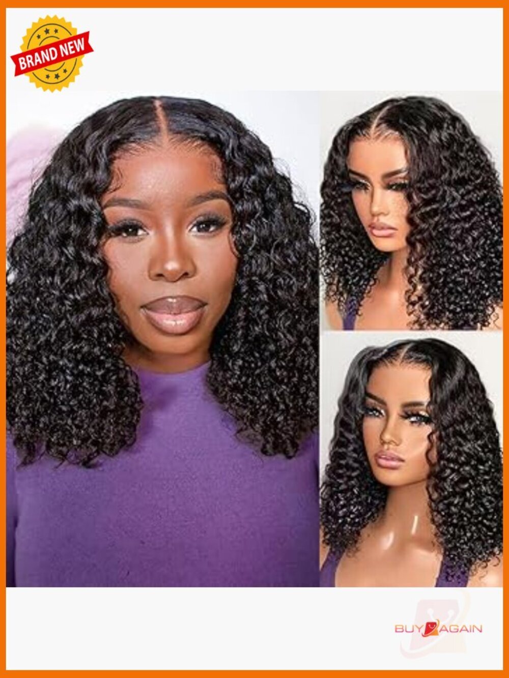 13x4 HD Lace Front Bob Wig Human Hair Deep Wave Curly Wear Go Glueless